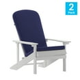 thumbnail image 5 of BizChair Set of 2 All-Weather Poly Resin Wood Adirondack Chairs in White with Blue Cushions for Deck, Porch, and Patio, 5 of 15