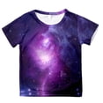 thumbnail image 4 of T-shirts Filles Mode Imprimé Étoilé Col Rond Manches Courtes Hauts Filles Violet 10-11 Ans, 4 of 4