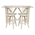 thumbnail image 2 of 3-Piece Bar Height Solid Wood Dining Set with 72" x 28" Table and 2 Cross Back Swivel 30 in. Seat Height Bar Stools - Unfinished, 2 of 8