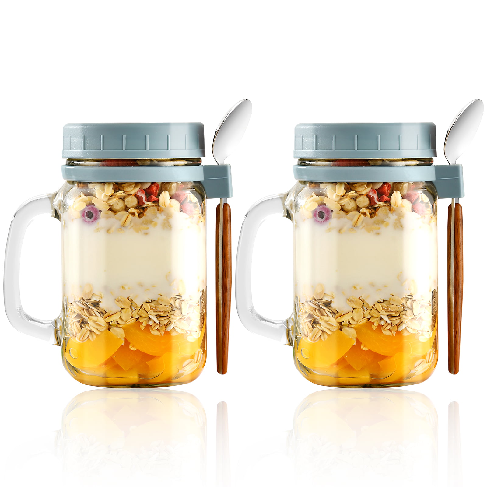 OSQI 4PCS Overnight Oats Container with Lid and Spoon Versatile Glass  Storage Jars for Kitchen (with Recipe Book)