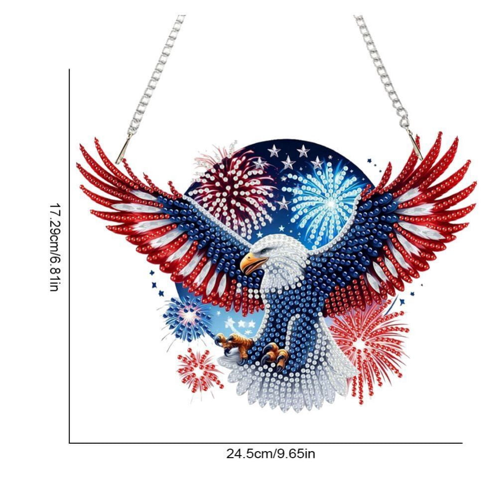 FLOPESN DIY Diamond Art Painting American Independence Day Creative，9.84*9.84in Eagle  Design, Acrylic Material Irregular Shape Home Decoration Pendant