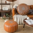 thumbnail image 3 of Brown Moroccan Leather Pouf(no Filling Material), 3 of 4