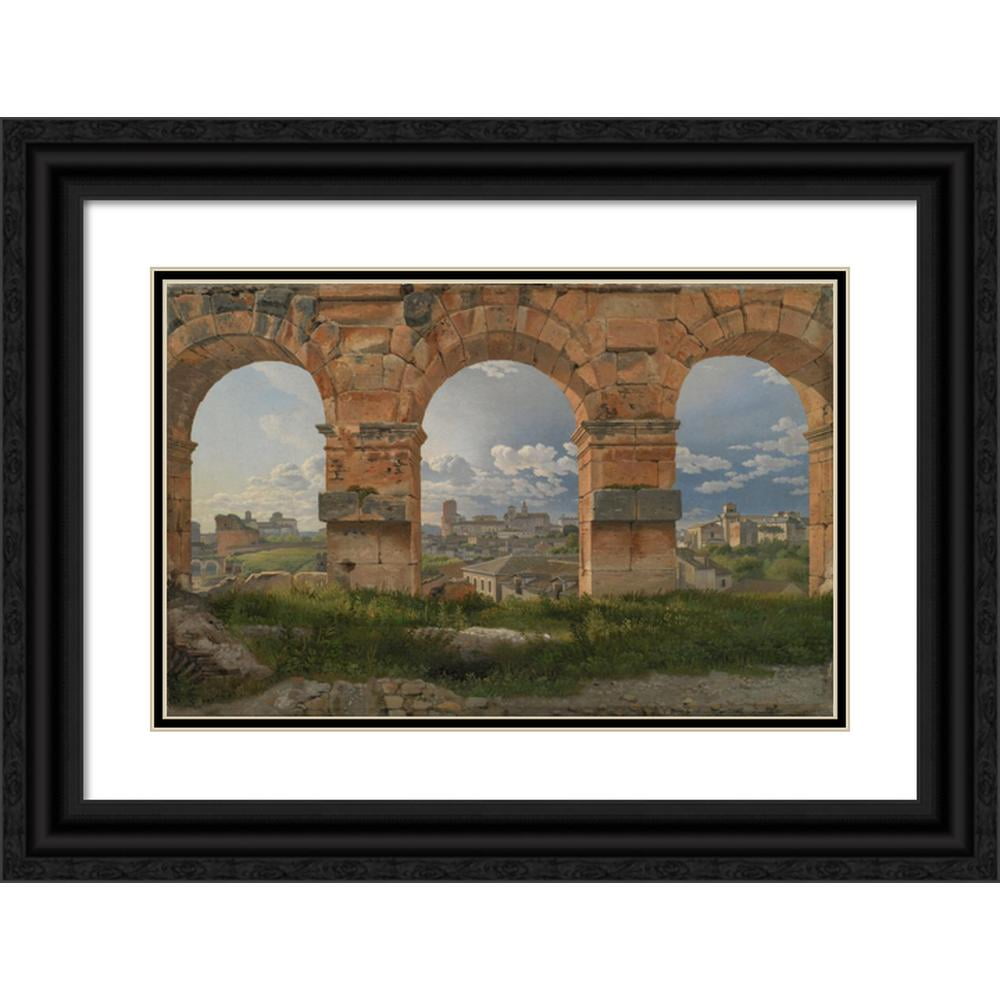 Christoffer Wilhelm Eckersberg 18x13 Black Ornate Wood Framed Double Matted Museum Art Print Titled - A View Through Three Arches of the Third Storey of the Colosseum