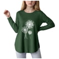 thumbnail image 1 of Curenmufel T-Shirts Graphiques pour Filles T-Shirts pour Filles T-Shirts Graphiques pour Filles Col Rond Manches Longues T-Shirts pour Filles Haut d'Automne pour Filles Taille 7-8 (Vert, 7-8 Ans), 1 of 4