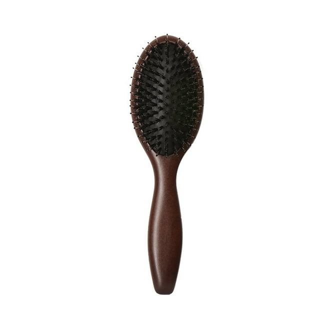 TFixol Small Beechwood Bristle Hair Brush with Rounded Teeth for Gentle Scalp Massage and Cleaning, Compact Size