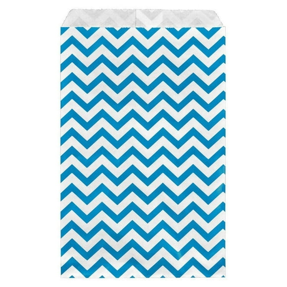 888 Display - 200 pcs of 4" x 6" Blue Chevron Paper Gift Bags Shopping Sales Flat Bags