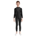 thumbnail image 2 of TiaoBug Kids Girls Shiny Rhinestone Gymnastics Leotard Hollow Back Long Sleeve Figure Skating Jumpsuit Black 16, 2 of 7