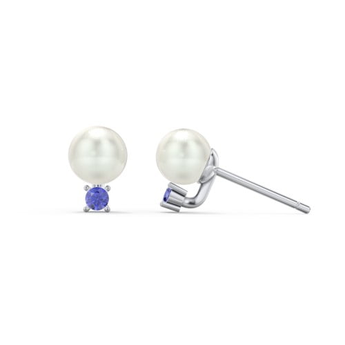 Freshwater Pearl with Birthstone Stud Earrings