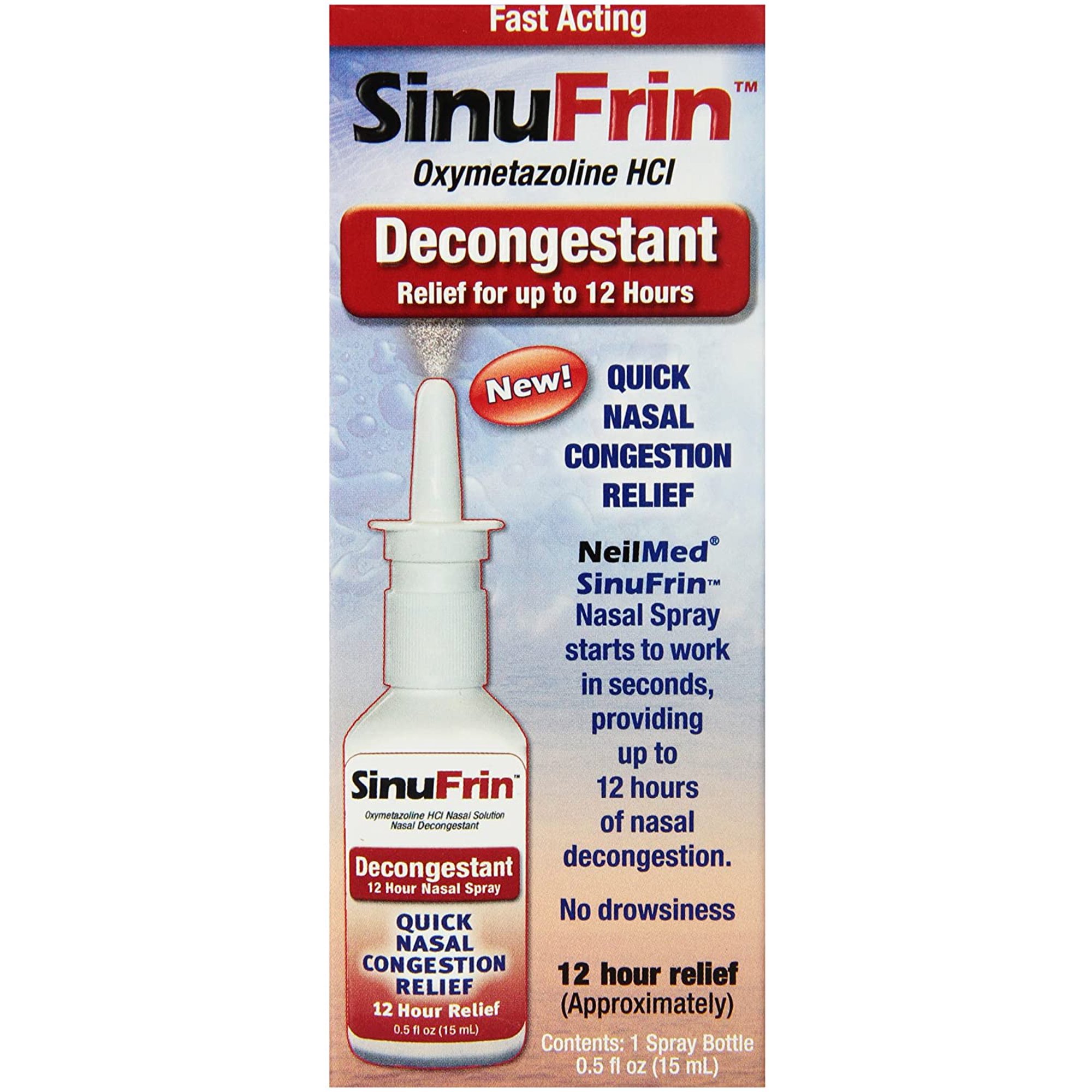 NeilMed SinuFrin Decongestant, Quick Nasal Congestion Relief, 0.5 Fluid Ounce (15 mL)