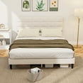 thumbnail image 2 of HOMCOM Queen Bed Frame with Upholstered Headboard Platform Bed Frame Cream, 2 of 10