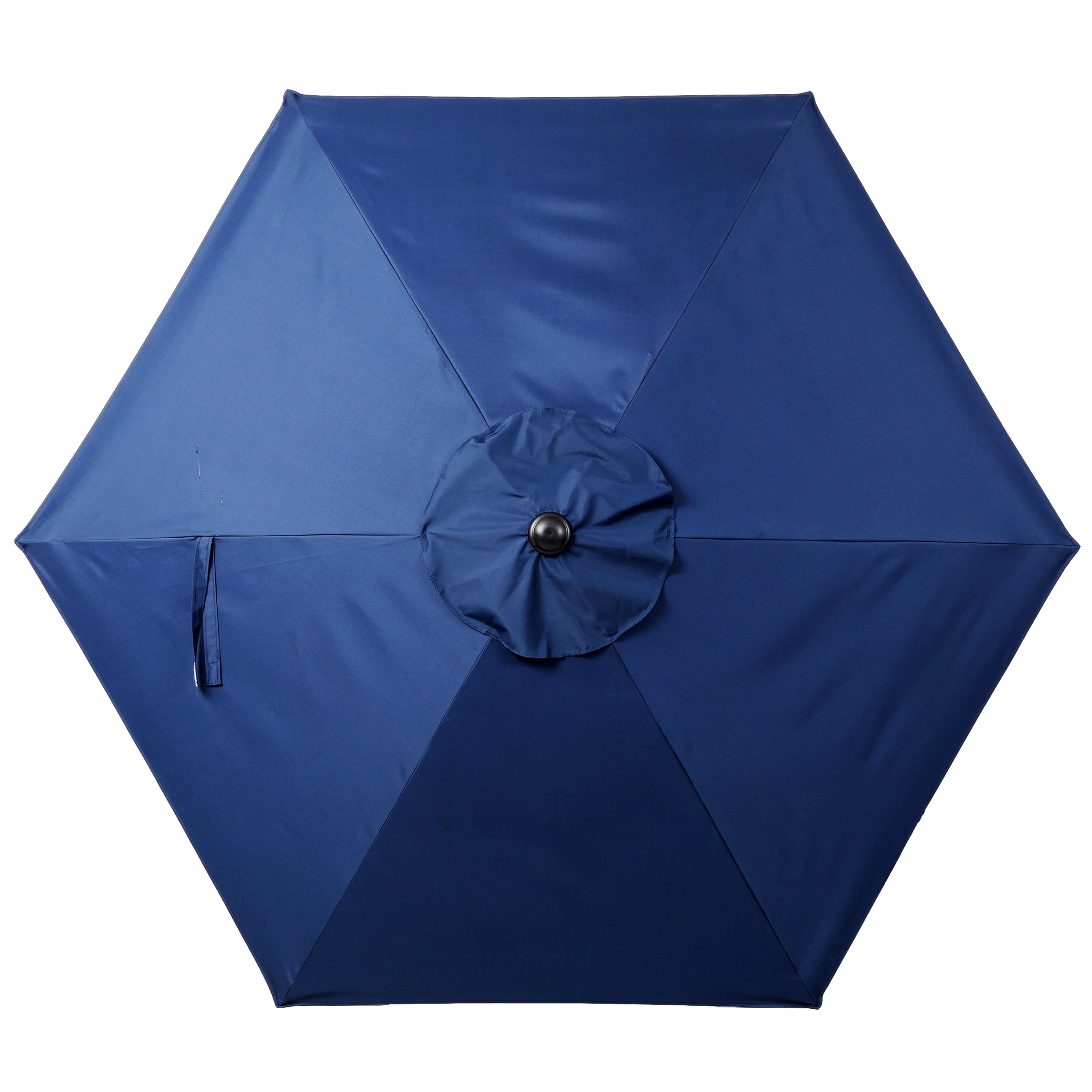10FT Blue Outdoor Market Patio Umbrella with Crank & Push Button 45° Tilt, 6-Rib Iron Pole PA Waterproof Polyester Canopy for Garden Deck Pool Backyard, Base Not Included