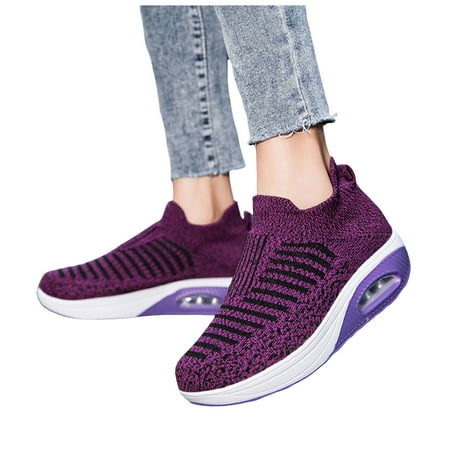 QYZEU Leather Shoes for Women Comfortable Sandals Outdoor Women Breathable Color Sports Mesh Runing Solid Shoes Women s Business Casual Tennis Shoes Women Purple 42