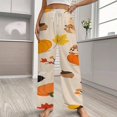 thumbnail image 2 of Autumn Pumpkin Leaves Thanksgiving Pajama Pants Breathable with Pockets Pajamas For Lady Vintage Sleeping Pants Bedroom Homewear, 2 of 6