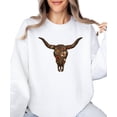 thumbnail image 3 of Western Longhorn Skull Sweatshirt for Women Vintage Cow Skull Graphic Pullover White Sweatshirt Adult X-Large, 3 of 7