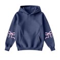 thumbnail image 4 of Women's Fashion Lightweight Long Sleeve Pullover with Pockets Preppy Graphic Hoodie with Bow Print for Casual Style,Navy,L, 4 of 8