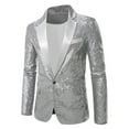 thumbnail image 4 of USNSM One Button Sequined Men's Jacket Single Breasted Notch Lapel Tuxedos Blazer Prom Party Coat Performence Jacket Silver S, 4 of 4