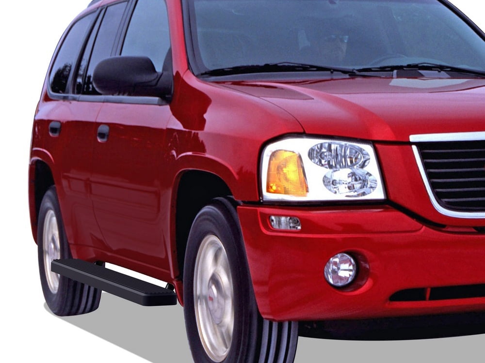 APS Running Boards 6-inch Black Compatible with Chevy Trailblazer GMC Envoy 2002-2009 Stainless Steel (Nerf Bars Side Steps Side Bars)
