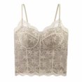 thumbnail image 3 of COMVALUE Lace Bralette for Women V Neck Bustier Corset Tops with Underwired Racerback Adjustable Strap Crop Top (Khaki, M), 3 of 7