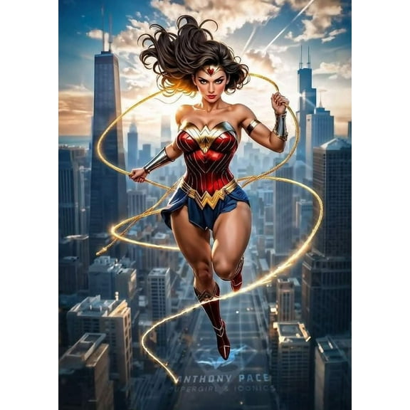 Wonder Woman Diamond Painting Kits for Adults, Superman DIY 5D Diamond Art Kits for Beginners Full Round Drill Diamond Dots Crystal Craft Kits for Home Wall Art Decor 12x16 inch