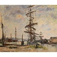 thumbnail image 2 of Gustave Loiseau 23x20 Gold Ornate Framed and Double Matted Museum Art Print Titled - Quai Boats in Le Havre (1912), 2 of 4