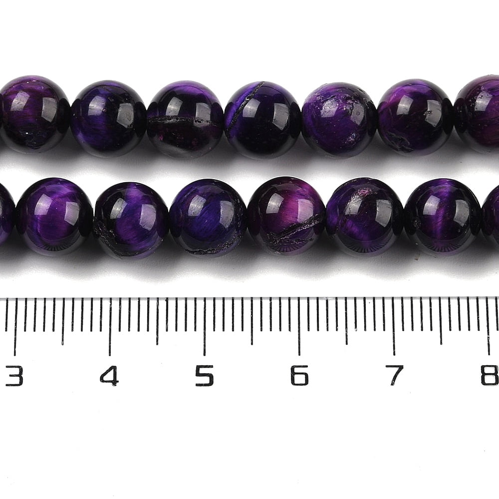 Natural Purple Tiger Eye Beads Strands Grade B Round Dyed & Heated Round 8mm Hole: 1mm about 47pcs/strand 14.88~14.96 inch(37.8~38cm)