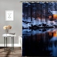 thumbnail image 2 of Fenyluxe Winter Cabin Printed Shower Curtain Decor Polyester Bathroom Decoration with Hooks 60x72, 2 of 7