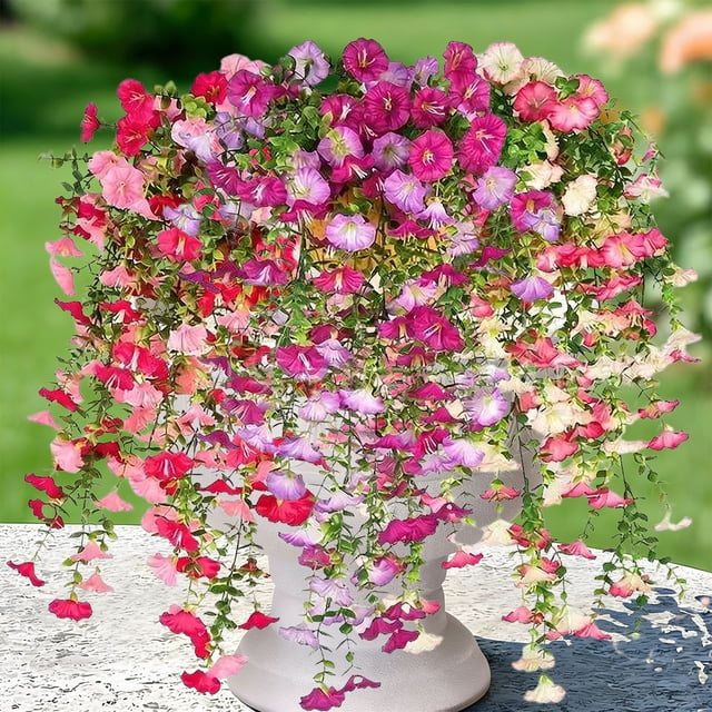 Decoraciones De Plástico Guirnalda de flores de lirio artificiales de plástico color beige con hojas de seda para decoración de bodas y hogares (1 pieza) Rkxzt