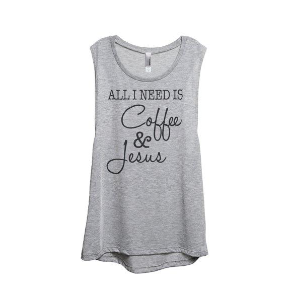 Thread Tank Designs - Coffee And Jesus Women's Sleeveless Muscle Tank Top Tee