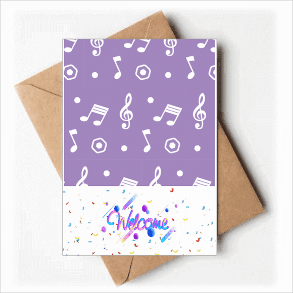 Musique Blanche Notes Violet Art Déco Mode Bienvenue Retour Cartes de Voeux Enveloppes Vierges