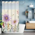 thumbnail image 6 of Spring Floral No Hooks Shower Curtain with Snap-in Liner Purple Wildflowers Watercolor Leaves Plant Beige Letter Shower Curtains for Bathroom, Waterproof, Easy Install, Washable 36"x78", 6 of 9