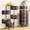 Black, variant on Fruit and Vegetable Basket Bowls for Kitchen with Metal Top Lid, 5 Tier Rotating Storage Rack Cart for Potato Onion Banana, Wire Basket Organizer on Wheels, Large