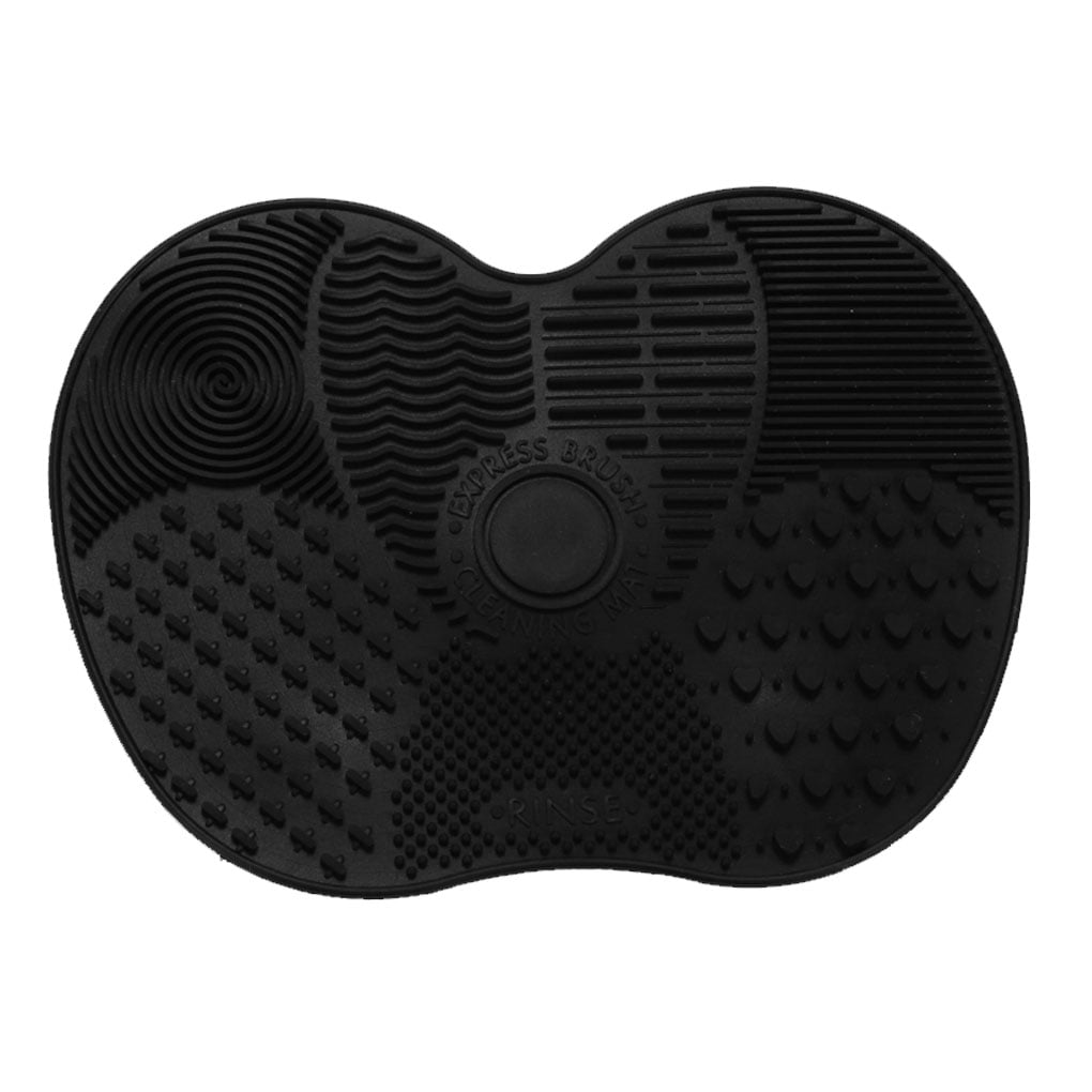 Silicone Makeup Brush Cleaning Mat Makeup Brush Cleaner Pad Cosmetic Brush Cleaning Scrubber black