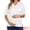 White, variant on DARING DIVA Women's Maternity Button Down Collared Short Sleeve Satin Tops S White