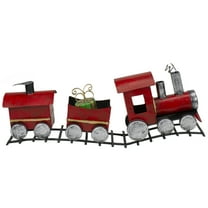 Northlight Triple Car Metal Train Christmas Decoration - 15" - Red and Silver
