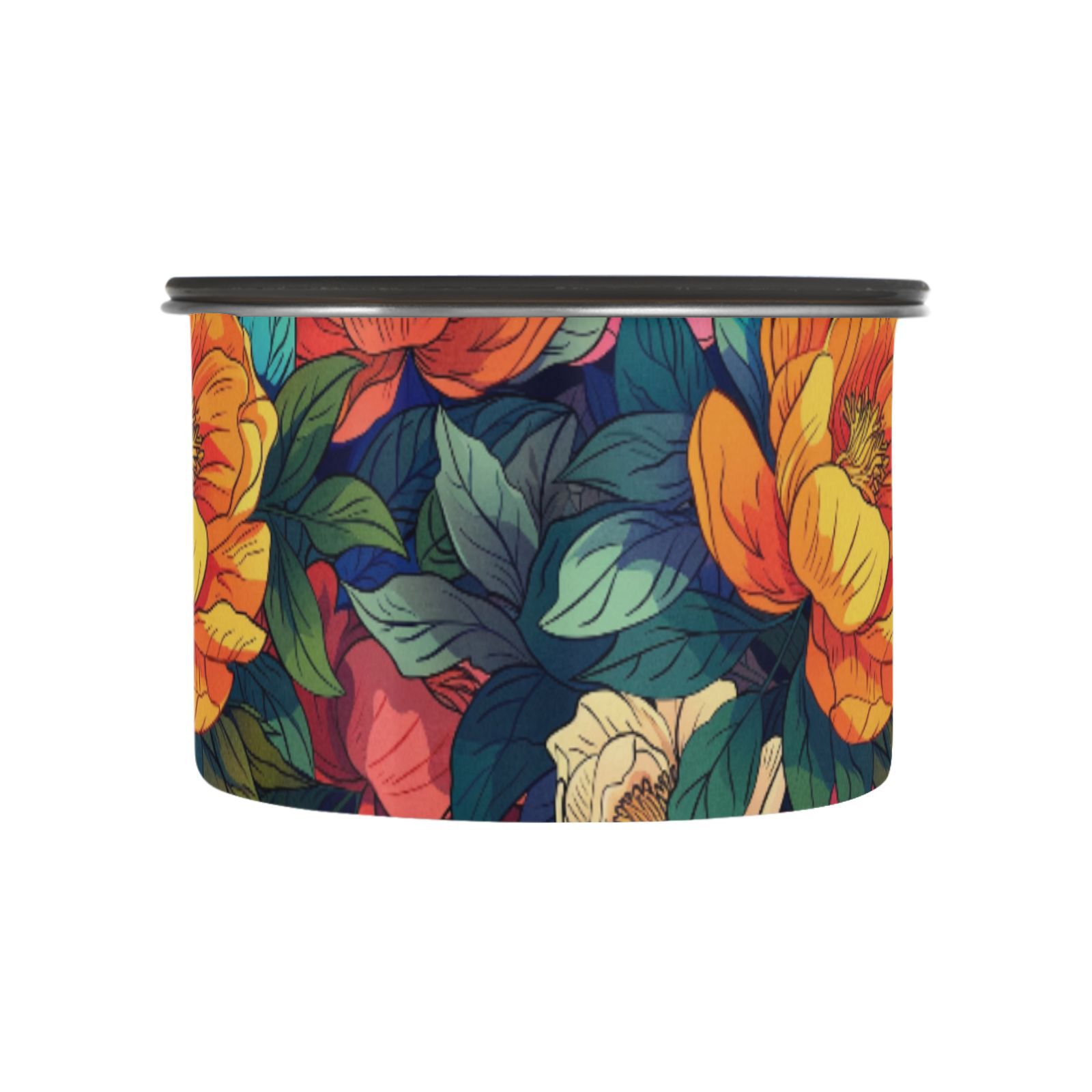Colorful Peony Floral Airtight Coffee Bean Canister 30oz Food Storage Containers with Lids For Gournd, Tea, Sugar, Flour, Rice, Cereal, Candy Cookie Jar