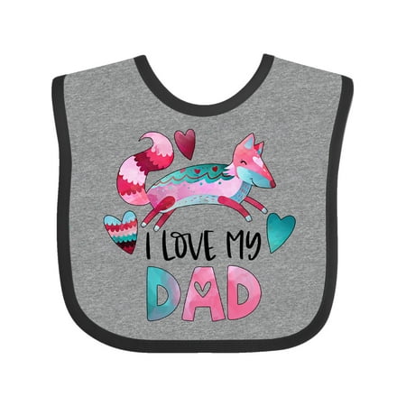 

Inktastic I Love My Dad Pink and Blue Fox with Hearts Gift Baby Boy or Baby Girl Bib