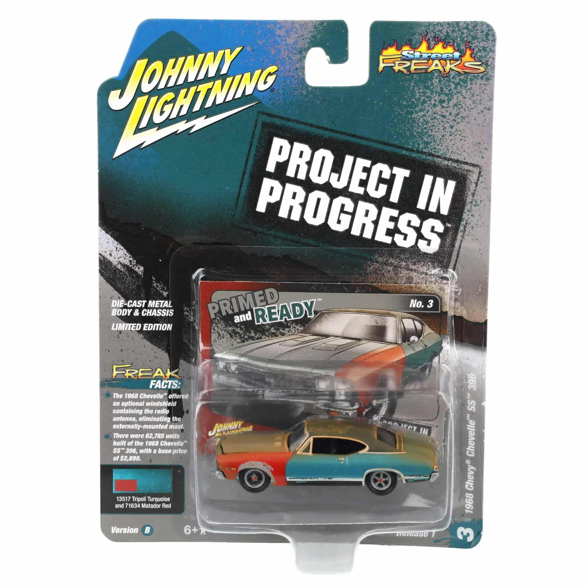 Johnny Lightning 1:64 Street Freaks Ver B 1968 Chevy Chevelle Ss 396 Turquoise