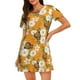 thumbnail image 1 of Fotbe White Floral and Butterflies Bata de Dormir para Mujer con Estampado, Camisón de Algodón de Manga Corta, Ropa de Dormir Casual, 1 of 6