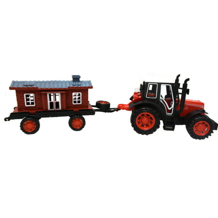 Farm Tractor Pulling House Trailer Work Shed Construction Vehicle,