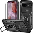 thumbnail image 1 of KOMI for Google Pixel 9a Case with Screen Protector and with Camera Cover, 360°Military Grade Rotatable Kickstand (Heavy Duty) Shockproof Protective, Case for Google Pixel 9a Black, 1 of 5