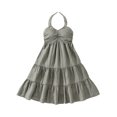 thumbnail image 2 of Angala Daily Wear Dress For Girls Sleeveless Halter Solid Color Girls Beach Dresses, 2 of 9