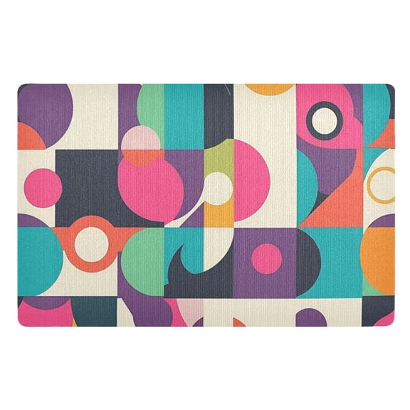 Yayeee Doormat for Indoor Entrance 32" x 20" Non Slippery Floor Rug, Pink Geometric