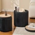 thumbnail image 4 of Round Set of 2 Ottoman with Storage-Upholstered Velvet Vanity Stool for Makeup Multifunctional Ottomans Coffee Table Padded Seat Foot Rest for Living Room&Bedroom (Black), 4 of 7