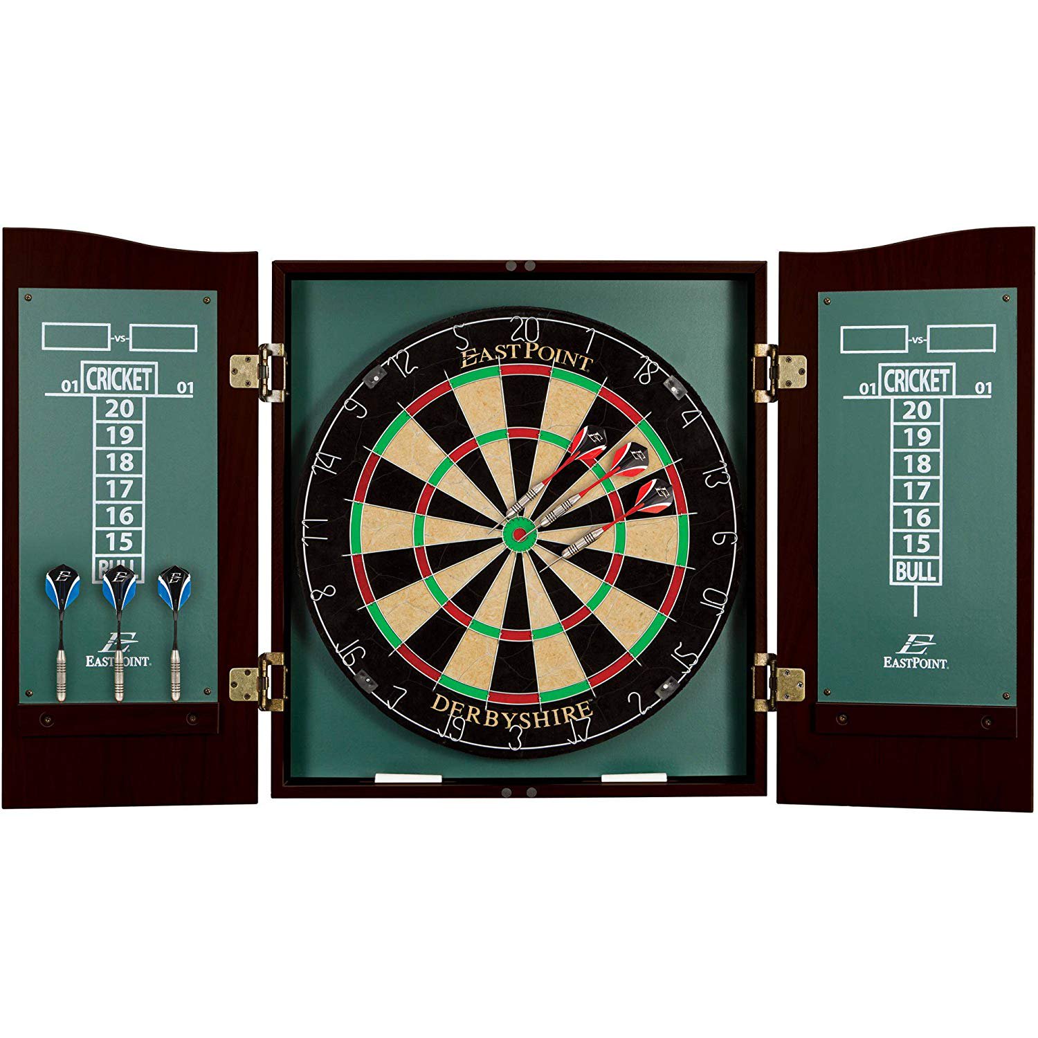 Eastpoint Sports Derbyshire Dartboard And Cabinet Set With Self