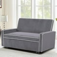 thumbnail image 6 of Onbeam 2 Seat Flannel Sleeper Sofa Bed,Pull Out Couch for Adult Living Room Bedroom-Light Gray, 6 of 11