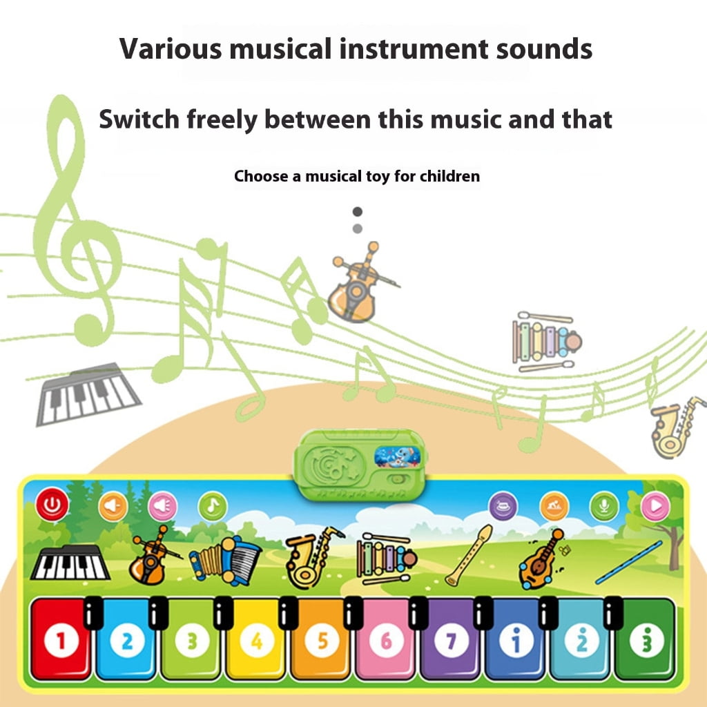 Toddler 8 Instrument Sounds Music Play Mat for Sensory Development Educational Piano Dance Mat
