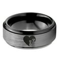 thumbnail image 2 of Tungsten Heart Yin Yang Dog Cat Lovers Band Ring 8mm Men Women Comfort Fit Black Step Bevel Edge Brushed Gray Polished, 2 of 4