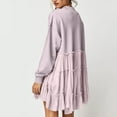 thumbnail image 6 of VSSSJ Women Oversized Sweatshirt Dresses Crewneck Long Sleeve Loose Tiered Pleated Casual Fall Winter Swing Ruffle Hem Mini Dress Purple XXL, 6 of 9