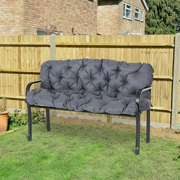 Kadyn Outdoor Chair Replacement Pads, Chair Cushions, 59" x 38" Tufted Bench Cushion for Outdoor Furniture, 3-Seater Replacement, Dark Gray