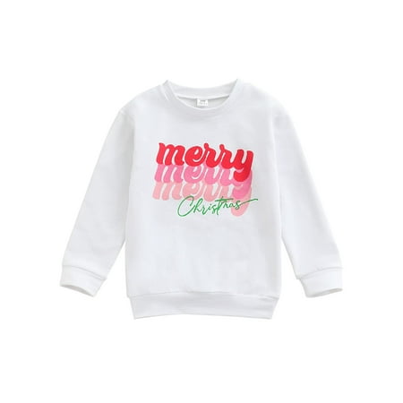 

Kiapeise Unisex Toddler Christmas Sweatshirts Long Sleeve Letters Print Pullover Tops Jumper